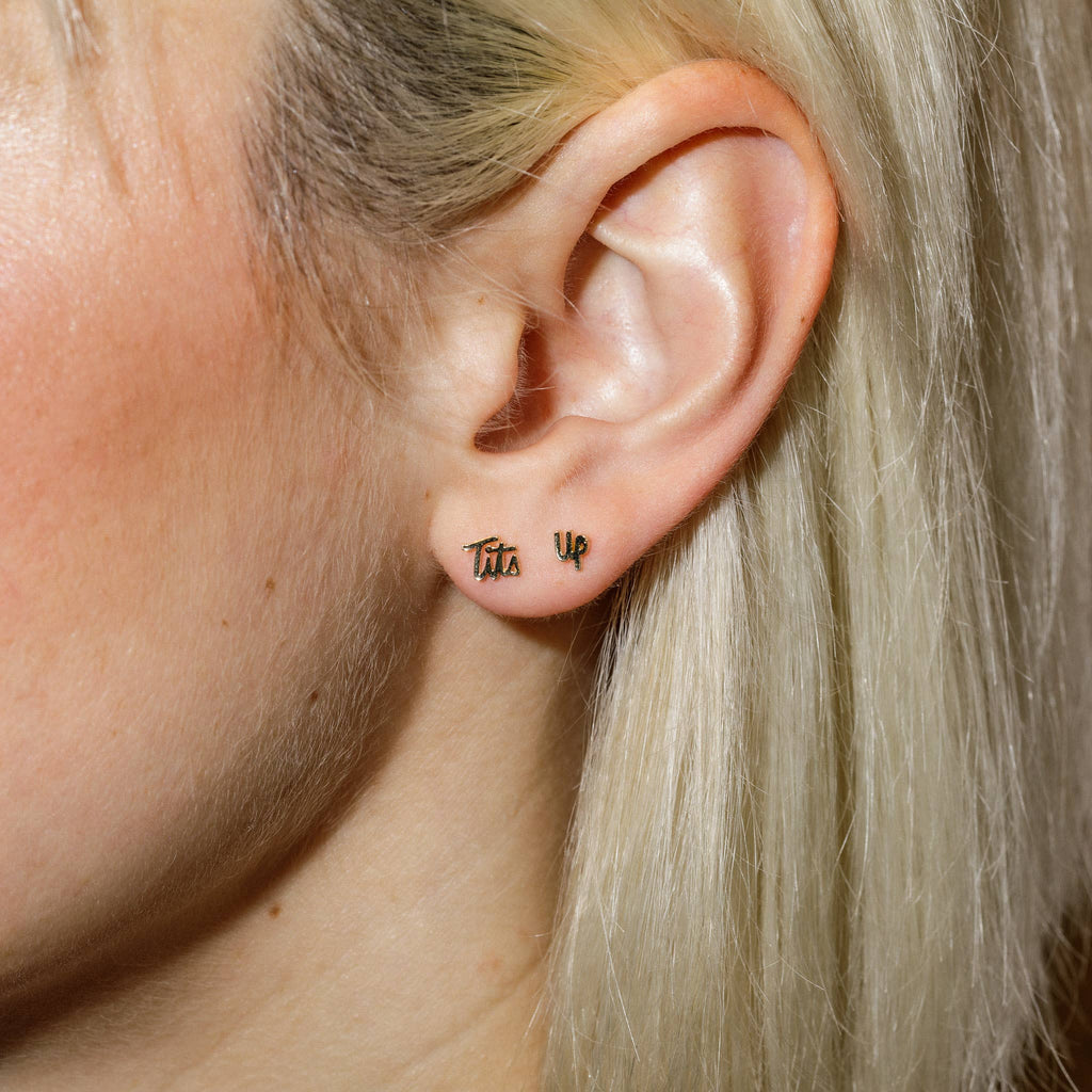 Tits Up Stud Earrings - 14K Gold Plate