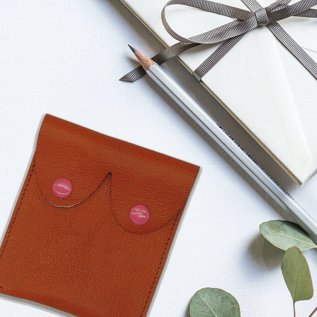 Tan Brown Leather Boobs Pouches: Fun Feminist Coin Purses: Tan