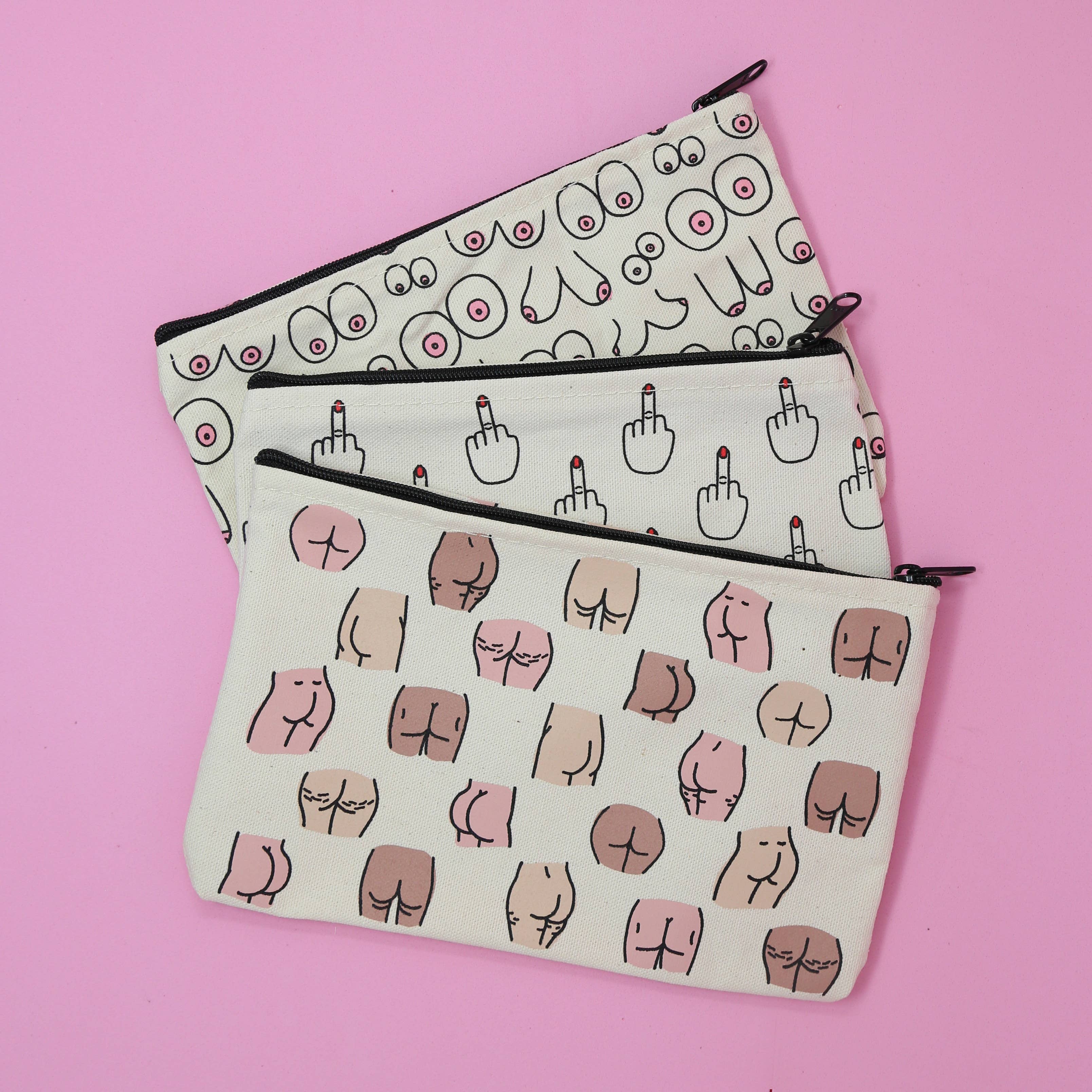 Valentines Day Gift for Her - Boob Heavy Canvas Makeup Pouch