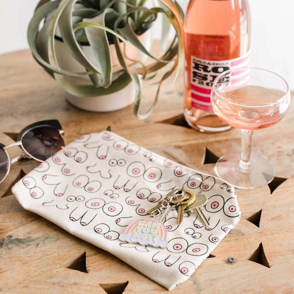 Valentines Day Gift for Her - Boob Heavy Canvas Makeup Pouch