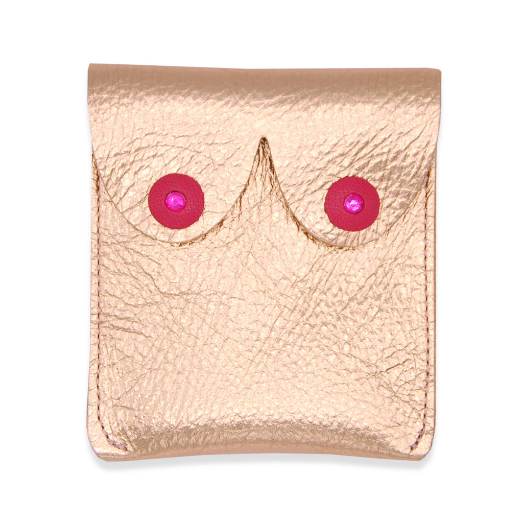 Rose gold boobies Pouch with rhinestone nipples  : Rose Gold