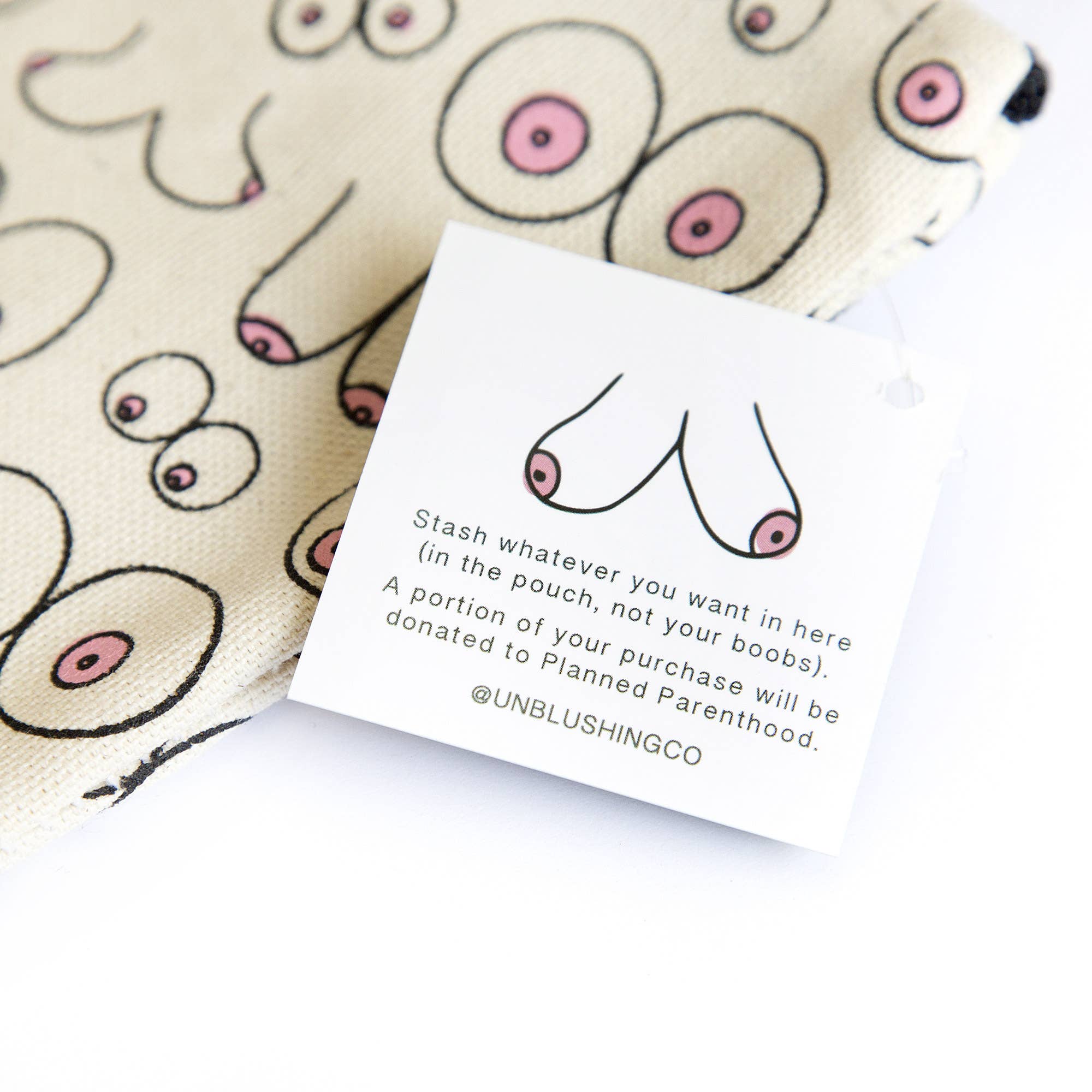 Valentines Day Gift for Her - Boob Heavy Canvas Makeup Pouch