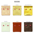 Dark Brown Leather Boobs Pouches: Fun Feminist Coin Purses: Dark Brown