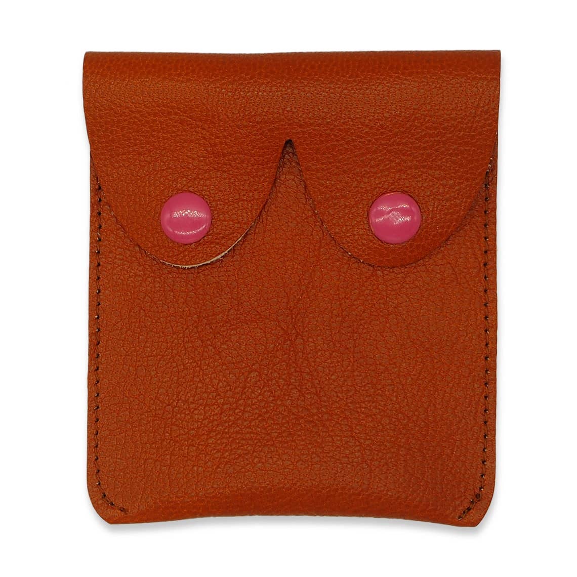 Tan Brown Leather Boobs Pouches: Fun Feminist Coin Purses: Tan
